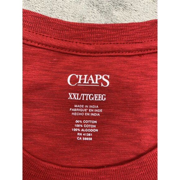 Chaps Mens XXL Red Striped Crewneck T-Shirt 100% Cotton NWT - Picture 3 of 9